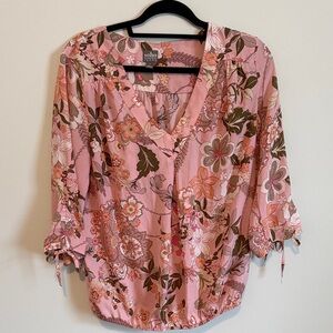 New York & Company Soho Pink Floral and Paisley Blouse